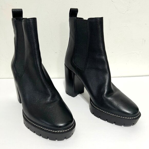 Tory Burch Carson Tumbled Leather Classic Chelsea Lug Sole Ankle Boots - Picture 4 of 13